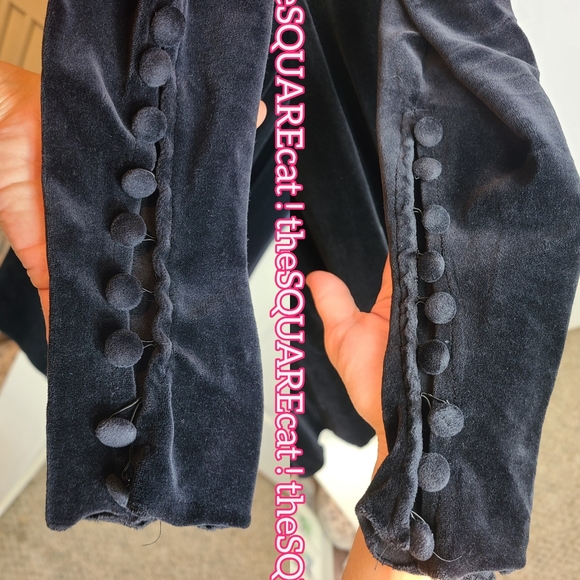 90s ๐ค betsey johnson black VELVET trapeze style button long sleeves mini dress! - Picture 6 of 7